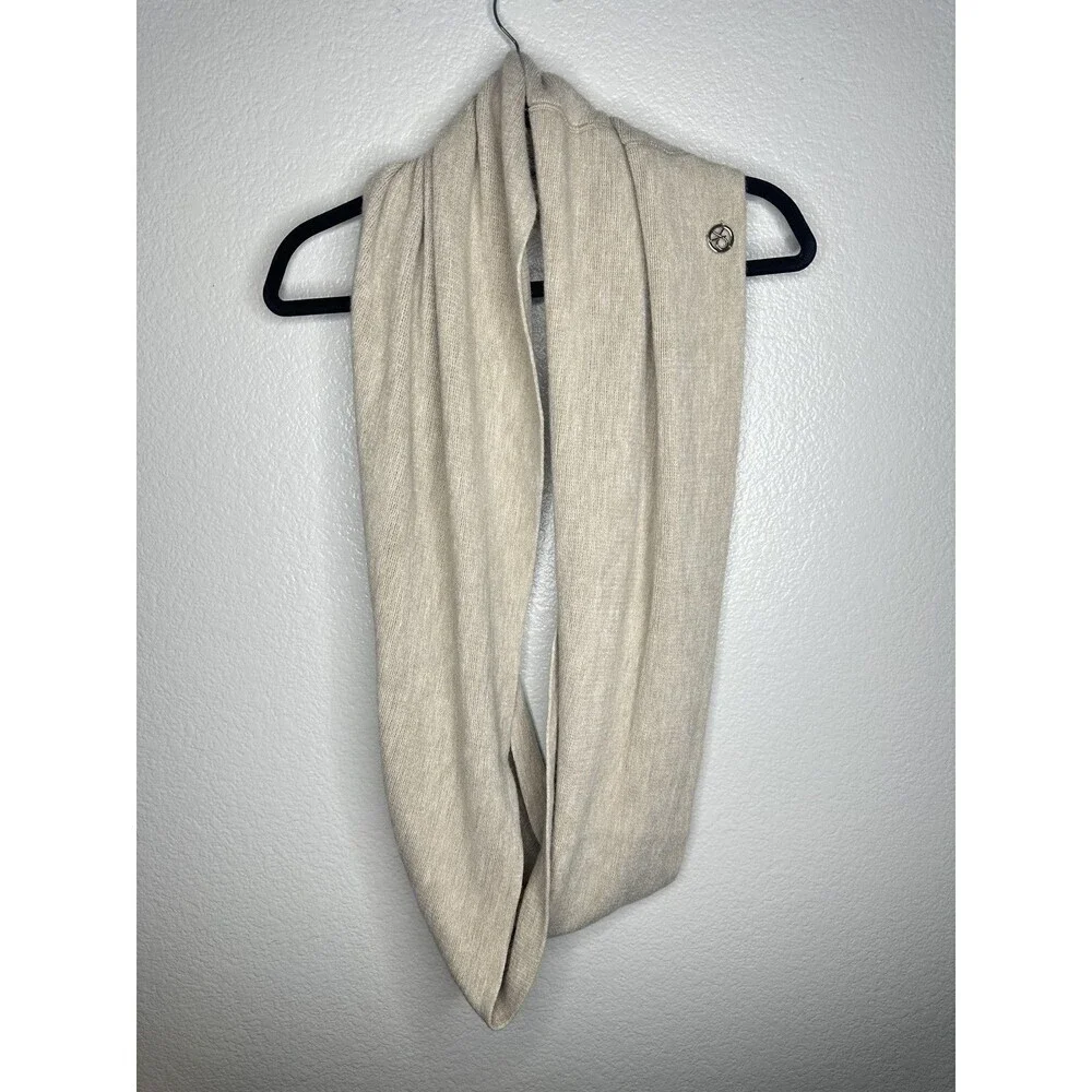 Calvin Klein Scarf Womens One Size Beige Soft Knit Infinity Logo Neck Warmer